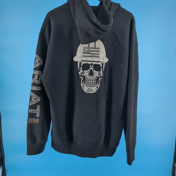 Ariat Other - Ariat Rebar Mens Black Skull Hard Hat Work Graphic Pullover Hoodie Large L 1032